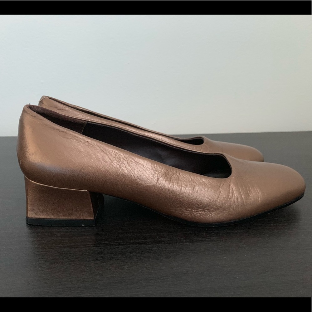 Sesto Meucci bronze leather shoes small heel sz 6